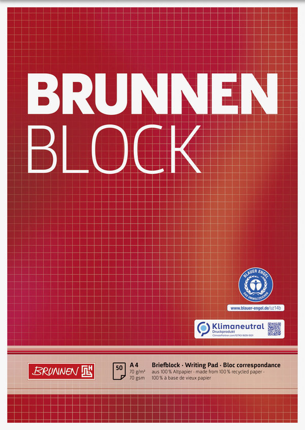 BRUNNEN 105261801 | Block A4 | kariert | Recycling