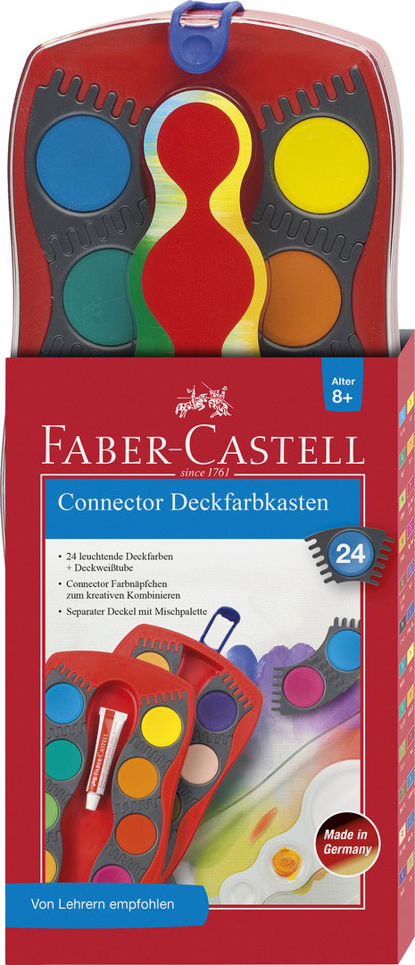 FABER CASTELL 125031 | 24er Deckfarbenkasten | rot