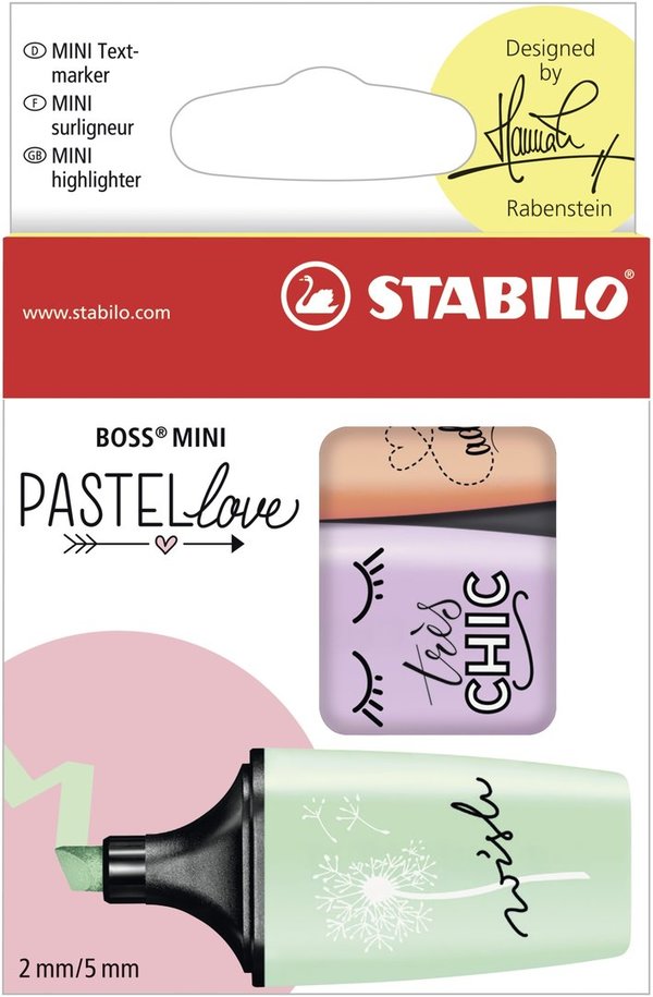 STABILO 07/03-47 | Textmarker Pastellove Boss Mini 3er Set