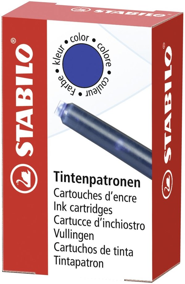 Tintenpatronen zum Nachfüllen | STABILO Refill | blau (löschbar) | 6er Pack | STABILO