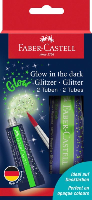 FABER-CASTELL | Glitzer | Glow in the dark | 2 x 12 ml | für Deckfarben