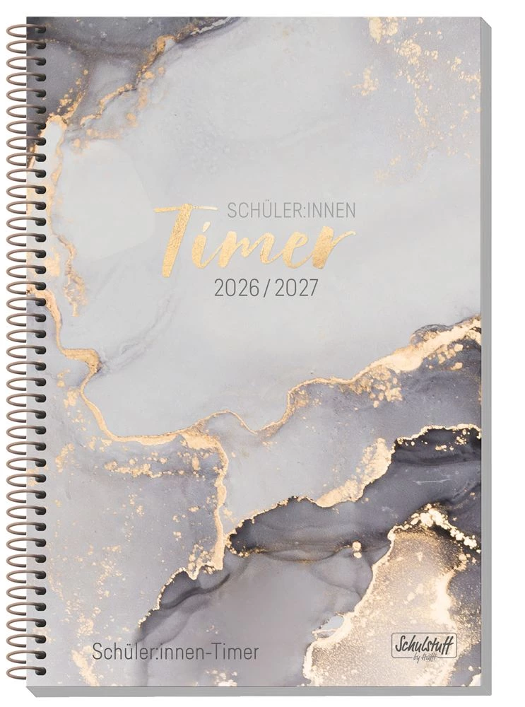 Schüler-Timer Schulstuff | A5 | Grey Marble | 2026/2027 | HÄFFT