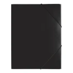 Eine schwarze Sammelmappe aus Plastik im DIN A4-Format mit Eckspanngummis von der Marke Pagna.