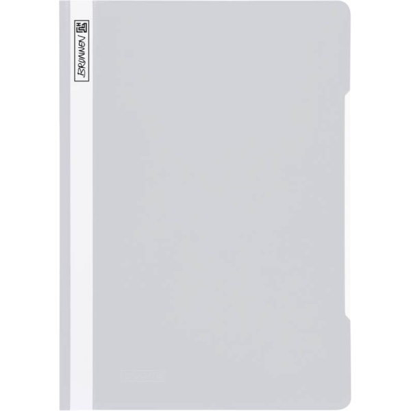 Ein grauer Schnellhefter aus PP Kunststoff von Brunnen.