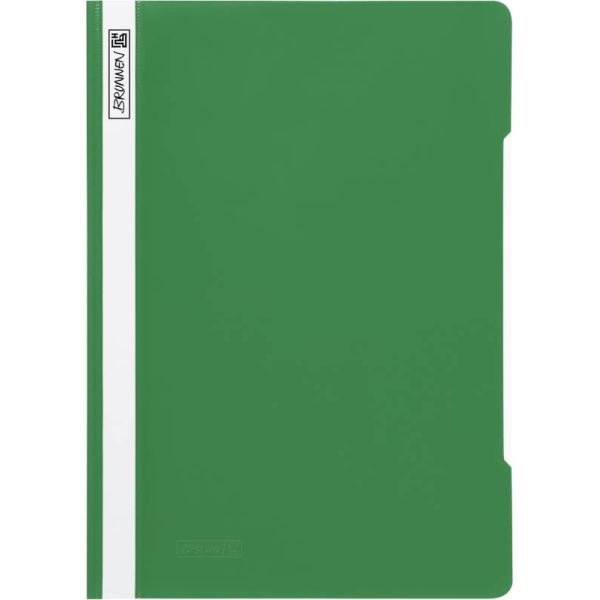 Ein dunkelgrüner Schnellhefter aus PVC Kunststoff von Brunnen.