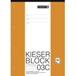 Ein Kieserblock Lineatur 03C mit 50 Blatt im DIN A4-Format mit weiß, orangenem Cover von der Marke Brunnen.