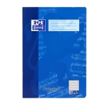 Ein Notenheft Lineatur 14 im DIN A4-Fromat mit blauem Cover von der Marke Oxford.