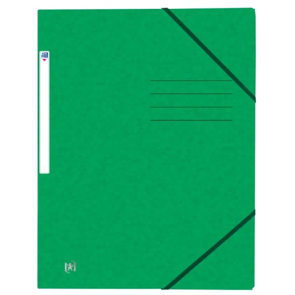 Eine grüne Sammelmappe im DIN A4-Format mit grünen Eckspanngummis.