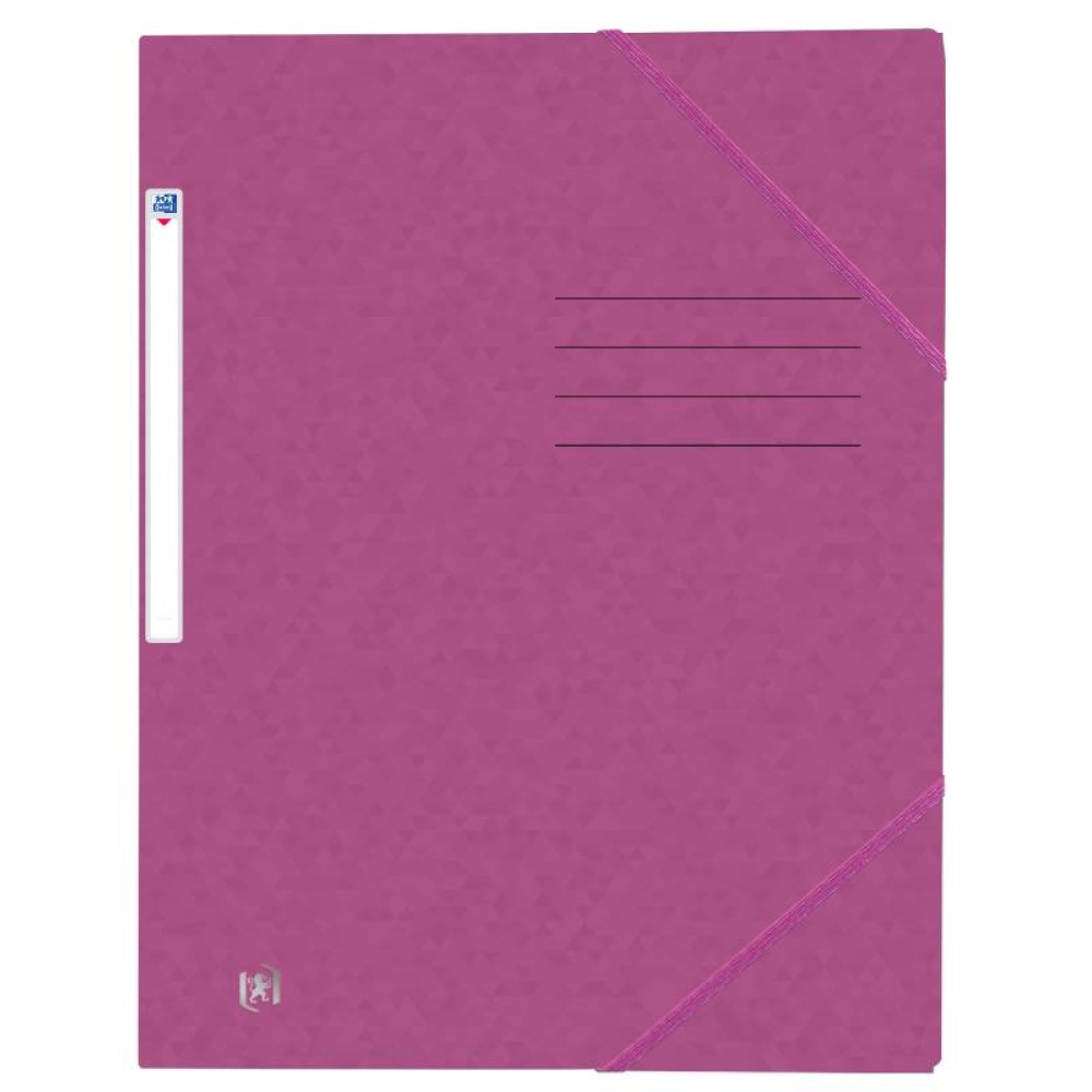 Eine violette Sammelmappe im DIN A4-Format mit violetten Eckspanngummis.