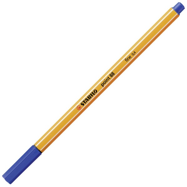 STABILO Point88 Fineliner in der Farbe blau, Schrägansicht mit geschlossener Kappe.