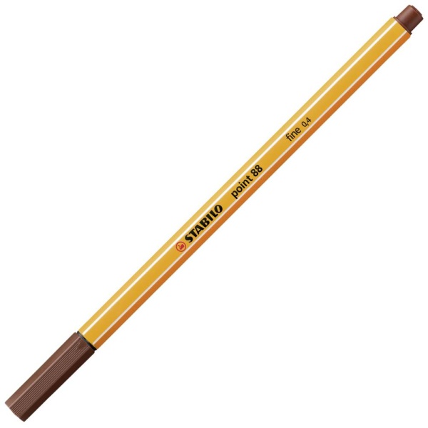 STABILO Point88 Fineliner in der Farbe braun, Schrägansicht mit geschlossener Kappe.