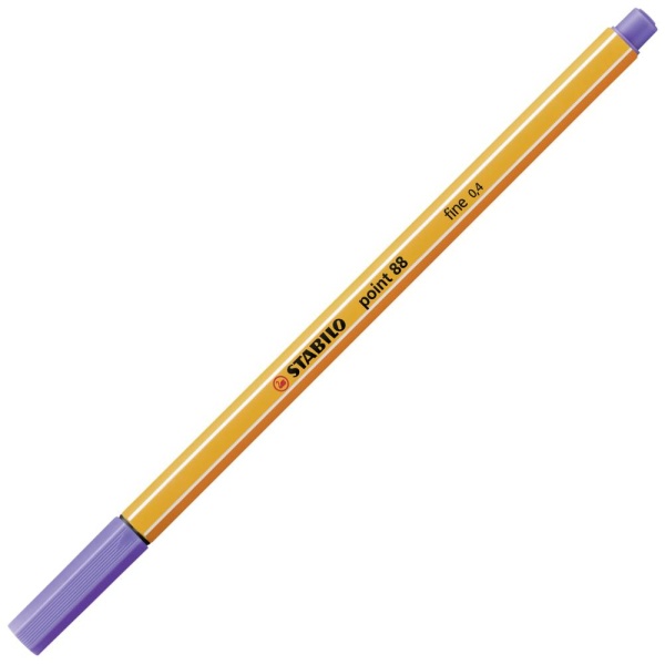 STABILO Point88 Fineliner in der Farbe flieder, Schrägansicht mit geschlossener Kappe.