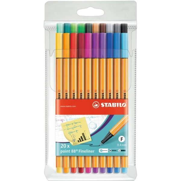 Fineliner | STABILO point 88 | 20er Pack | mit 20 verschiedenen Farben | STABILO