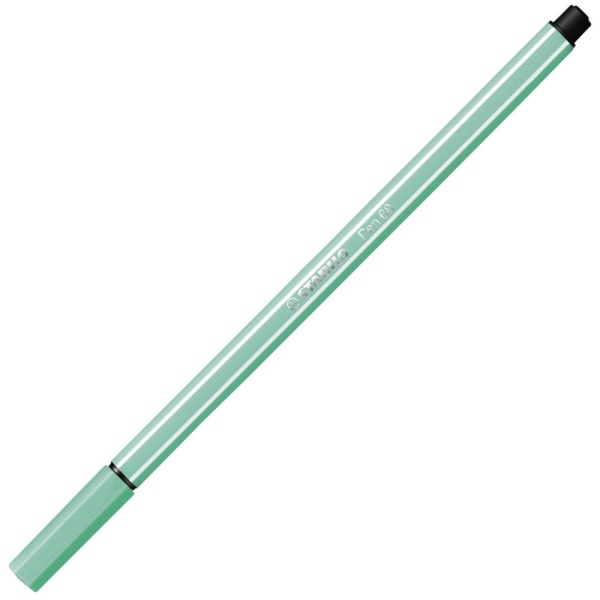 STABILO Pen68 Filzstift in der Farbe eisgrün, Schrägansicht mit geschlossener Kappe.