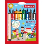 Gefederter Dreikant-Filzstift | STABILO Trio Scribbi | 8er Pack | mit 8 verschiedenen Farben | STABILO