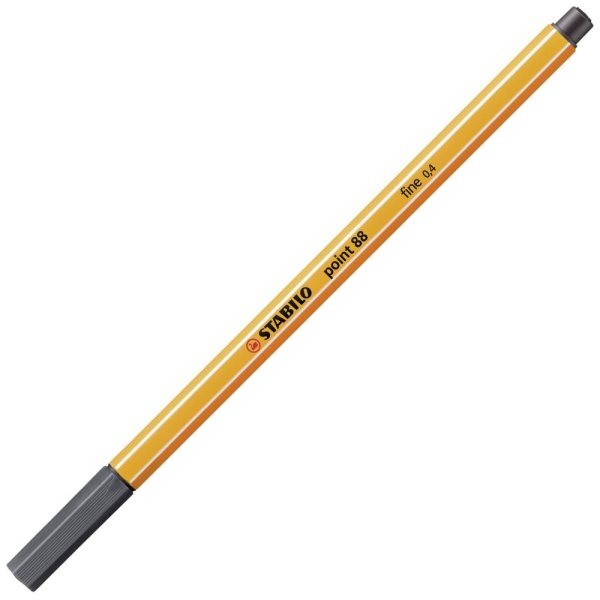 STABILO Point88 Fineliner in der Farbe schwarzgrau, Schrägansicht mit geschlossener Kappe.