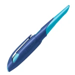STABILO EASYbirdy Schulfüller für Rechtshänder in der Farbe mitternachtsblau/azur, Schrägansicht mit geschlossener Kappe.