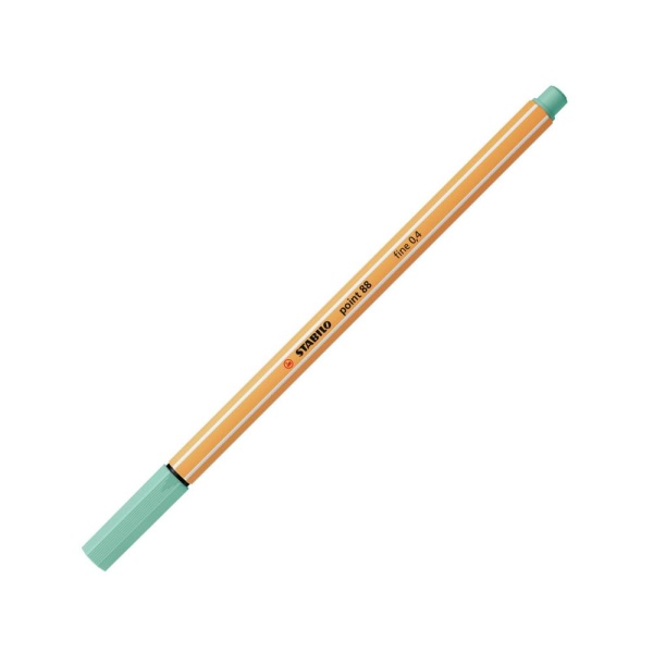 STABILO Point88 Fineliner in der Farbe eukalyptus, Schrägansicht mit geschlossener Kappe.