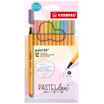Fineliner | STABILO point 88 | Pastellove Set | 12er Pack | mit 12 verschiedenen Farben | STABILO