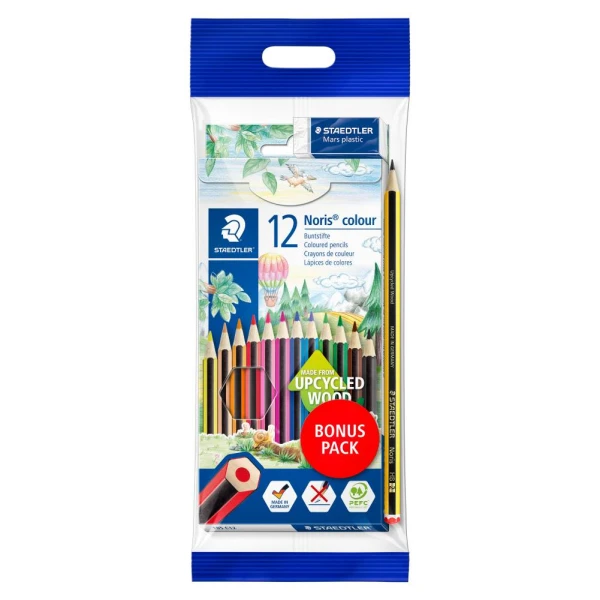 Holzfarbstift Noris Colour | 12er Etui | inkl. Bleistift und Radiergummi | STAEDTLER