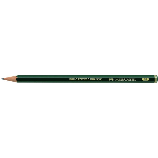 FABER-CASTELL 9000 Bleistift in der Stärke 2B, Seitenansicht.