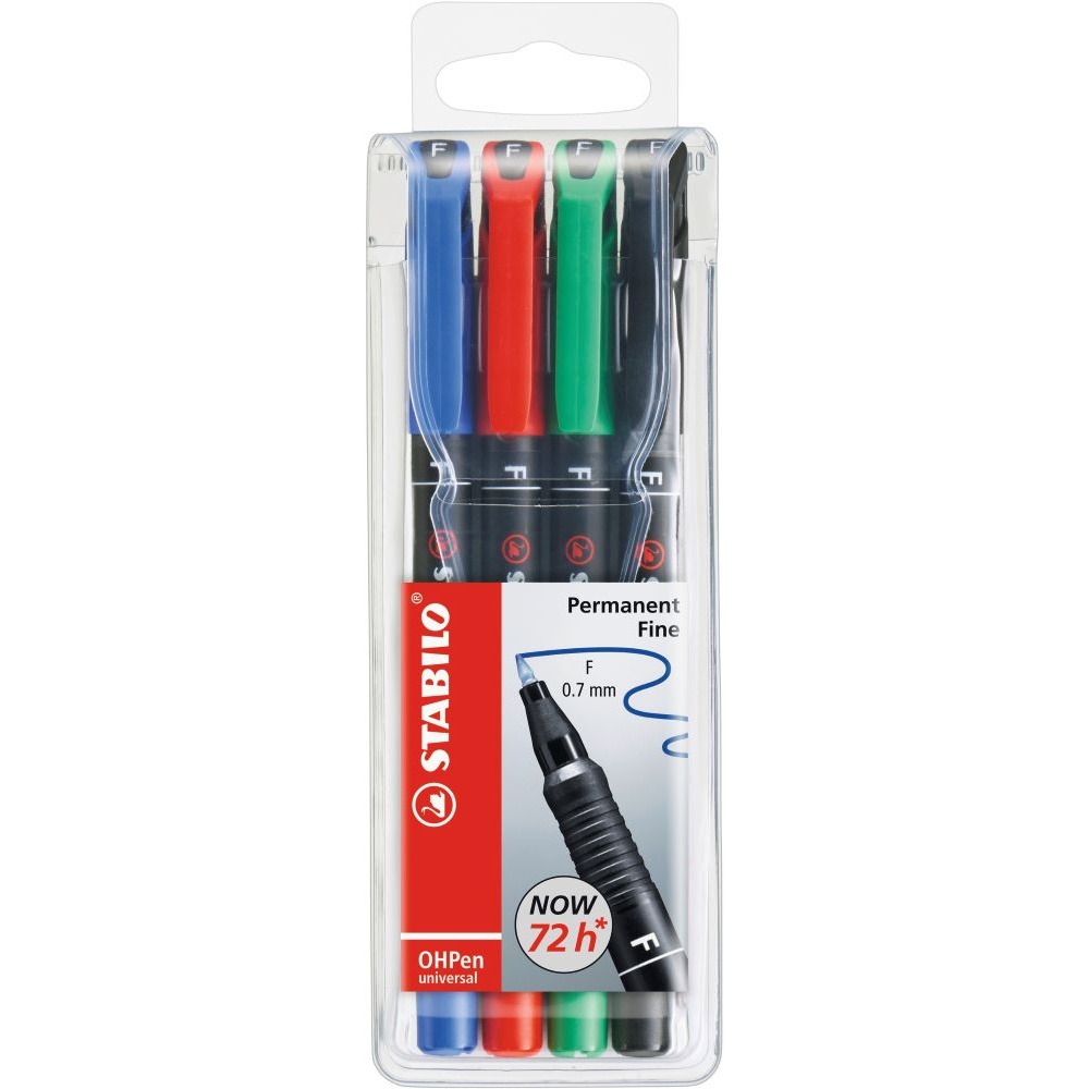 Folienstift | STABILO OHPen universal | permanent fein | 4er Pack | STABILO