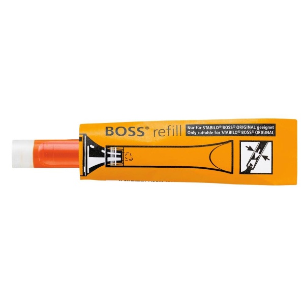 STABILO BOSS ORIGINAL Refill Tinte zum Nachfüllen in der Farbe orange, Seitenansicht.