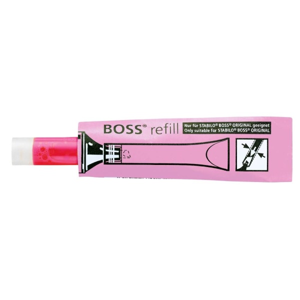 STABILO BOSS ORIGINAL Refill Tinte zum Nachfüllen in der Farbe pink, Seitenansicht.