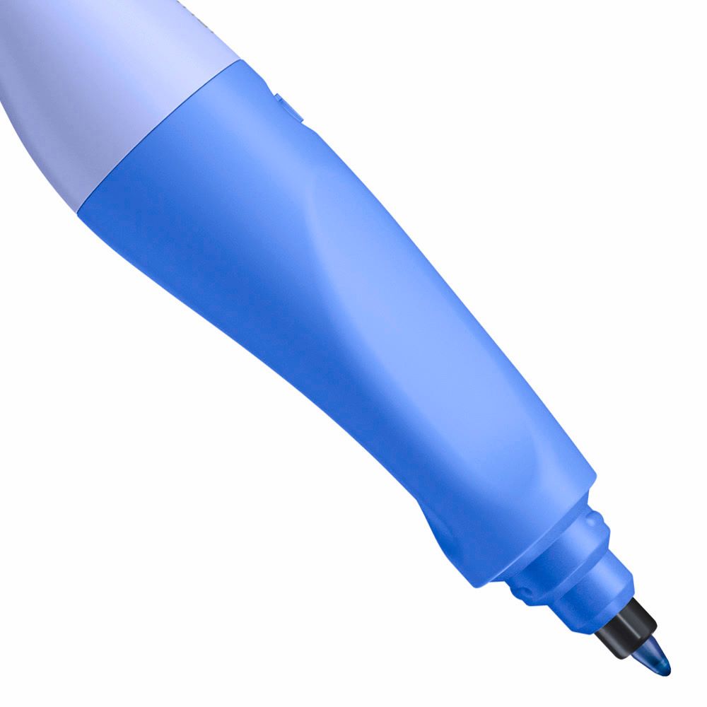 STABILO EASYoriginal Tintenrolller für Linkshänder in der Farbe Wolkenblau, Schrägansicht, Nahaufnahme der Spitze.