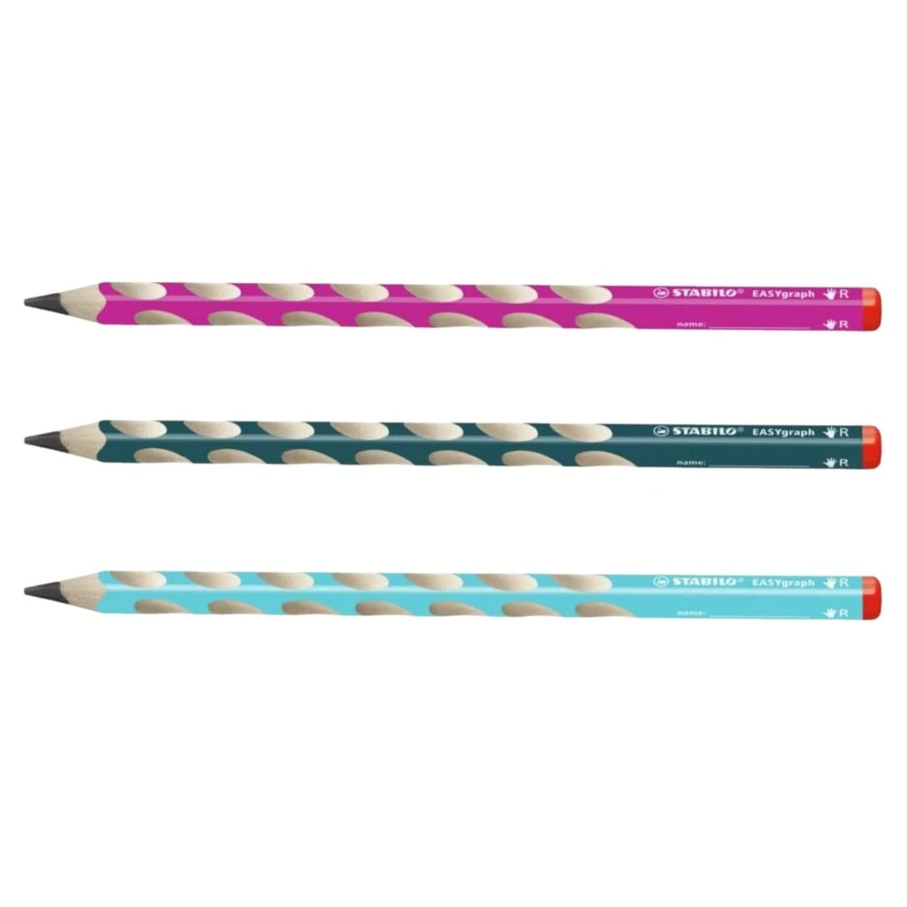 drei EASYgraph Bleistifte in den Farben pink, petrol & blau, Härtegrad HB, Bild 1