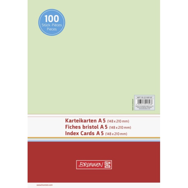 Karteikarten | A5 | verschiedene Variationen | BRUNNEN - grün, blanko