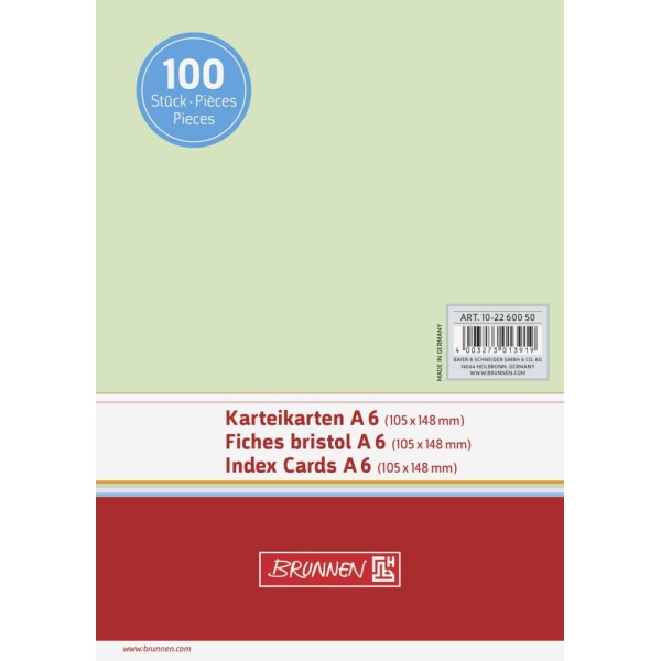 Karteikarten | A6 | verschiedene Variationen | BRUNNEN - grün, blanko