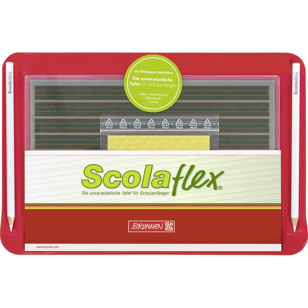 Scolaflex Tafel L1A | Set mit Tafelstift + Schwamm | BRUNNEN