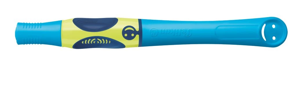 PELIKAN griffix Tintenroller für Linkshänder in der Farbe NeonFreshBlue, Seitenansicht mit geschlossener Kappe.