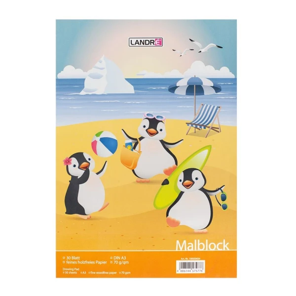 Malblock | A3 | 30 Blatt | 70 g/m² Qualitätspapier | LANDRE