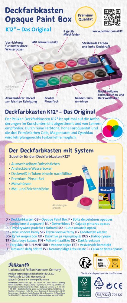 Deckfarbkasten K12 | violett | 12 Farben | PELIKAN – Bild 2