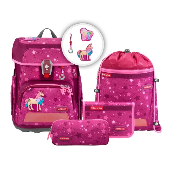 Step by Step Schulranzen-Set Cloud bayala® Marshmallow Einhorn, Ranzen, Federtasche, Schlamperetui, Sportbeutel, komplett mit Einhorn-Motiv.