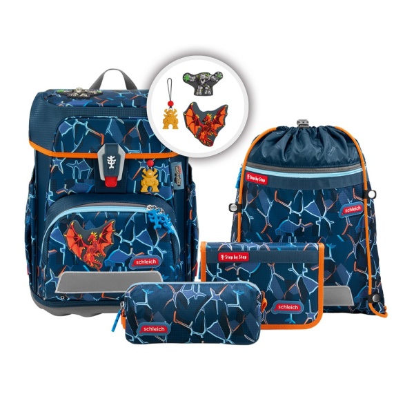 Step by Step Schulranzen-Set Cloud Eldrador Creatures® Lava Dragon, Ranzen, Federtasche, Schlamperetui, Sportbeutel, komplett mit Drachen-Motiv.