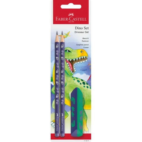 Bleistift | 2er Pack | inkl. Radiergummi | Dino | HB | FABER-CASTELL
