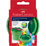 Faber-Castell Malbecher Click&Go in der Farbe grün in Verpackung, Frontalansicht.