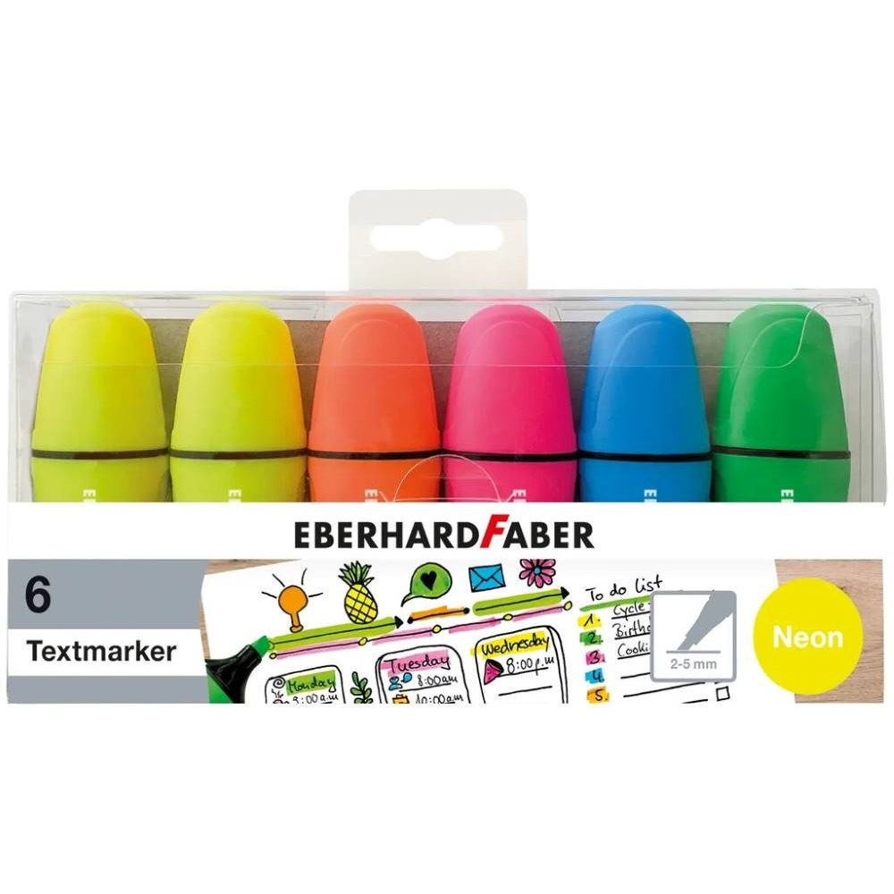 Textmarker Mini | 6er Pack | Neon | EBERHARD FABER