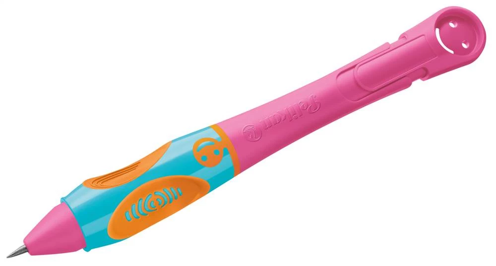 PELIKAN griffix Druck-Bleistift für Linkshänder in der Farbe lovely pink, Schrägansicht mit ausgefahrener Mine.