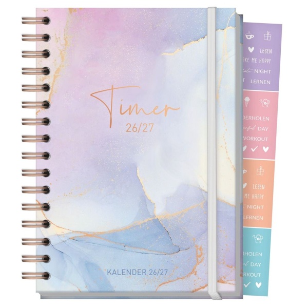 HÄFFT-Timer Fancy | A5 | Bleu & Rosé | 2025/2026 | HÄFFT