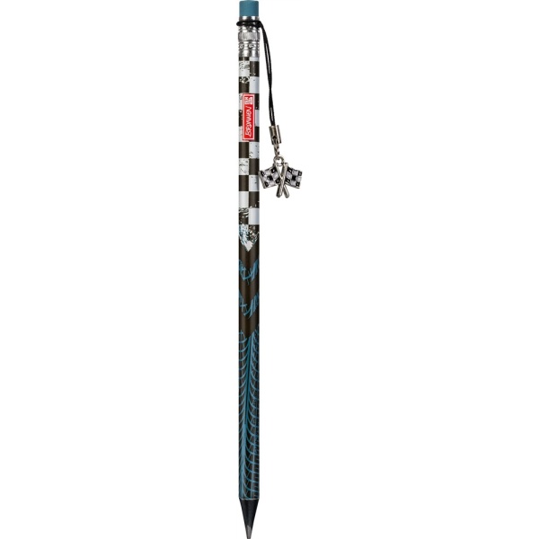 Brunnen Bleistift Fast Wheels in der Stärke HB in der Farbe schwarz/blau, Frontalansicht.