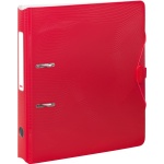 BRUNNEN Ordner Wave A4 rot mit schmalem Rücken, Hebelmechanik, Gummizug und Beschriftungsfeld, Seitenansicht.