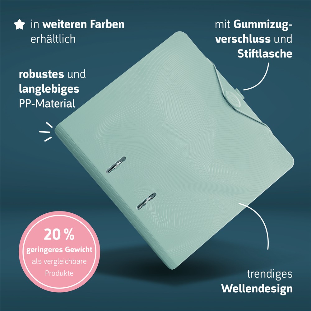 Ordner Plastik | Wave | A4 | schmaler Rücker | mint | BRUNNEN – Bild 5