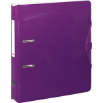 BRUNNEN Ordner Wave A4 lila mit schmalem Rücken, Hebelmechanik, Gummizug und Beschriftungsfeld, Seitenansicht.