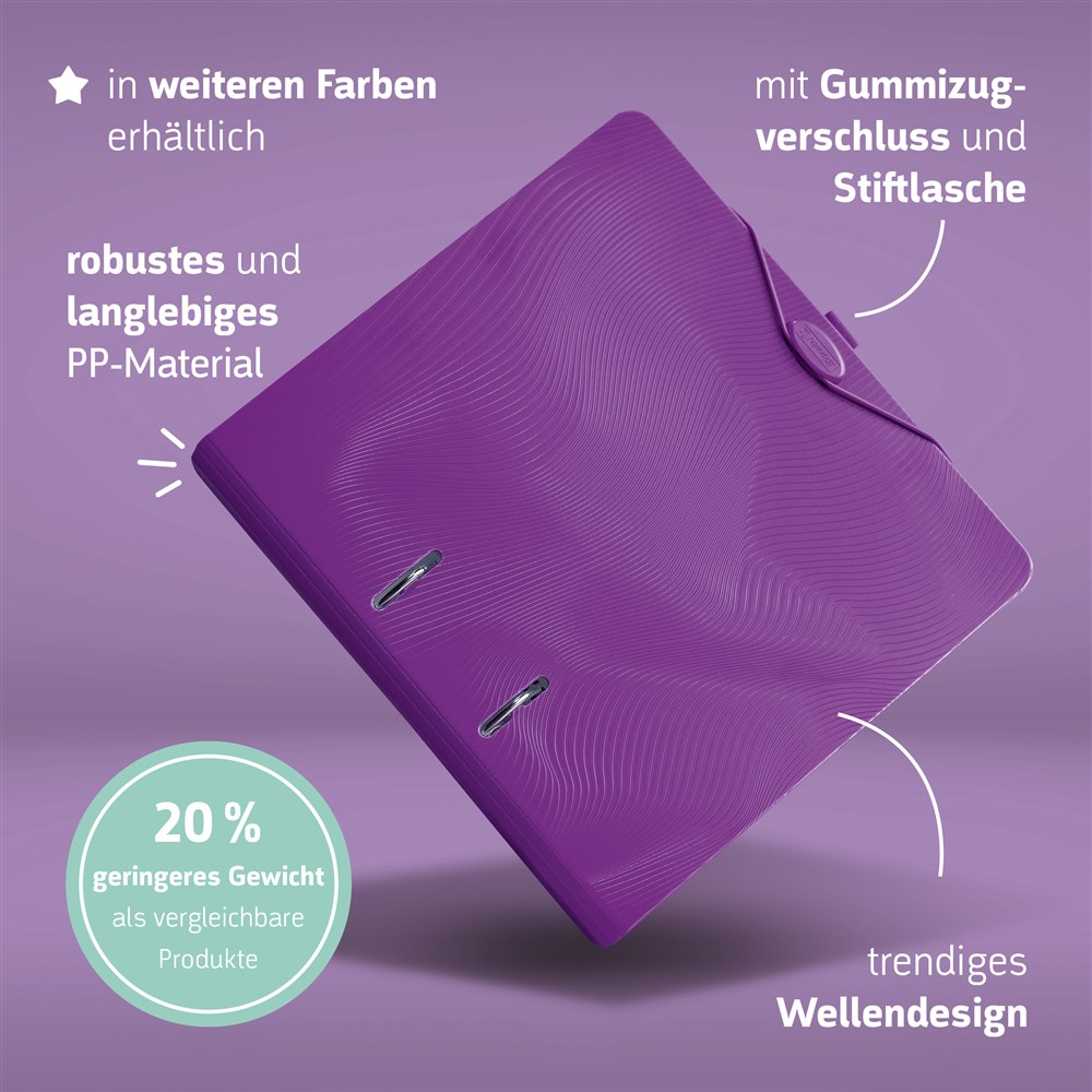 Ordner Plastik | Wave | A4 | breiter Rücken | purple | BRUNNEN – Bild 5