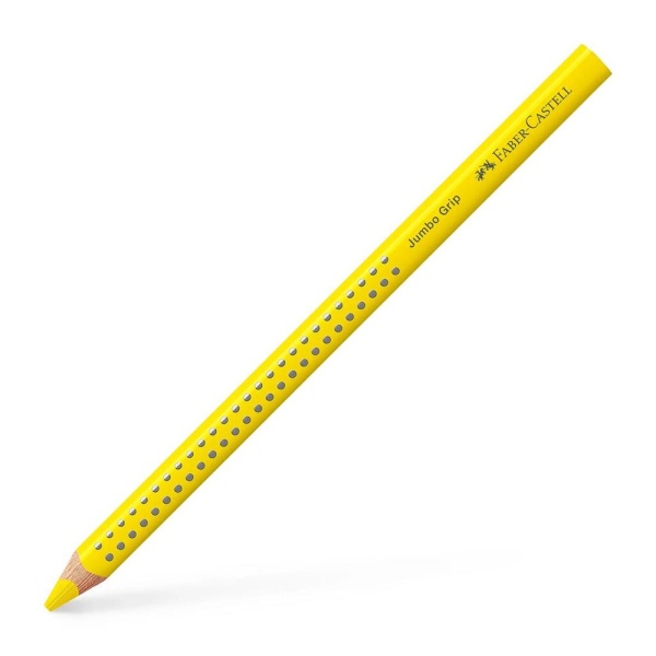 Faber-Castell Jumbo Grip Buntstift in der Farbe Honiggelb, Schrägansicht.