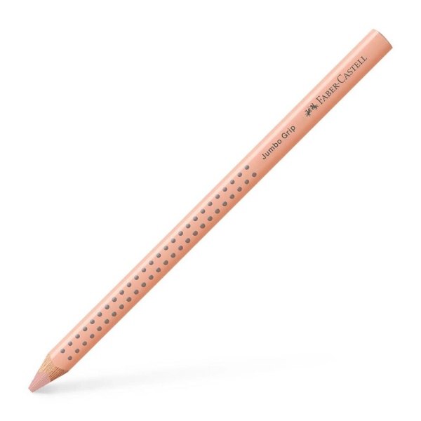 Faber-Castell Jumbo Grip Buntstift in der Farbe Pfirsich, Schrägansicht.